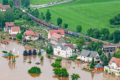 Bahnbetrieb bei Hochwasser