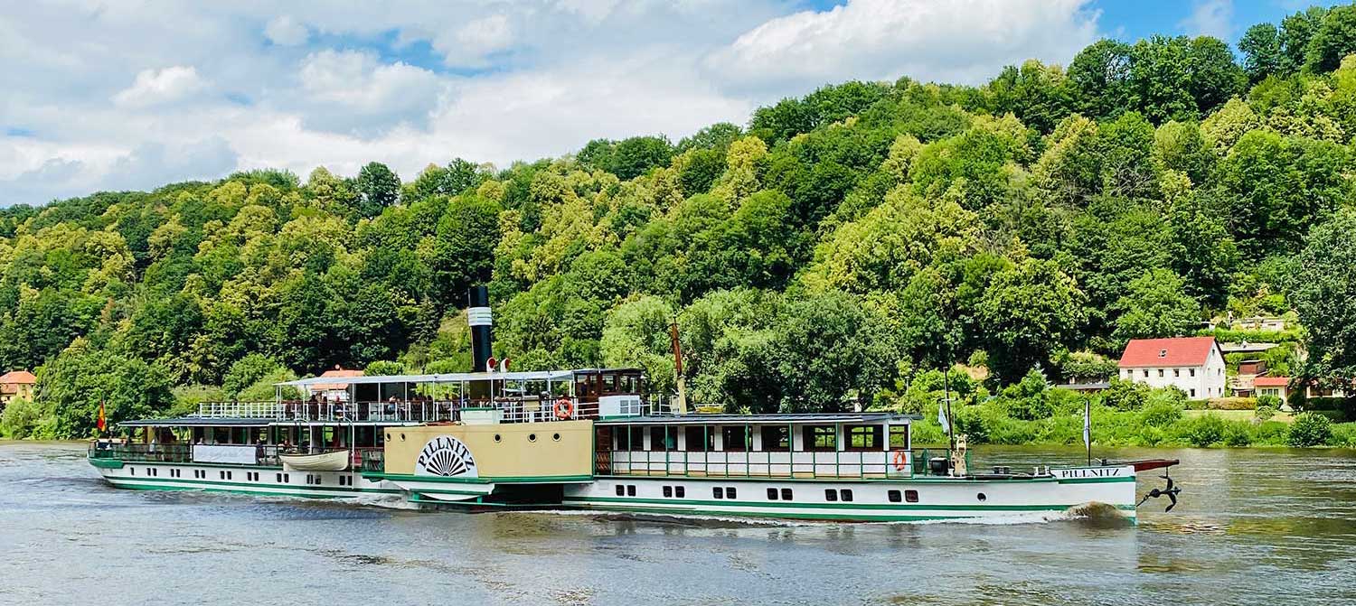 Schaufelraddampfer Pillnitz auf der Elbe