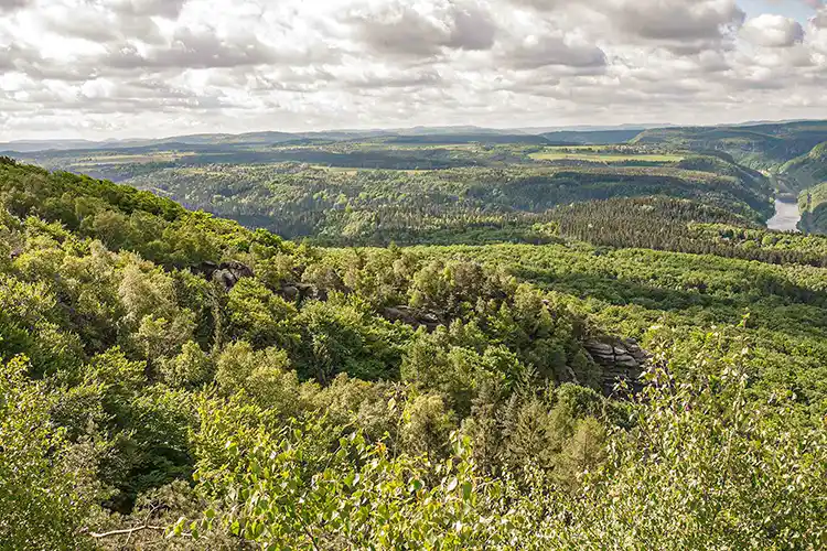 Elbsandsteingebirge - Blick zur Elbe bei Niedergrund (Dolní Žleb), Foto: O.Vetter