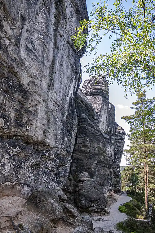 Elbsandsteingebirge - Ostansicht des Kletterfelsens Lokomotive